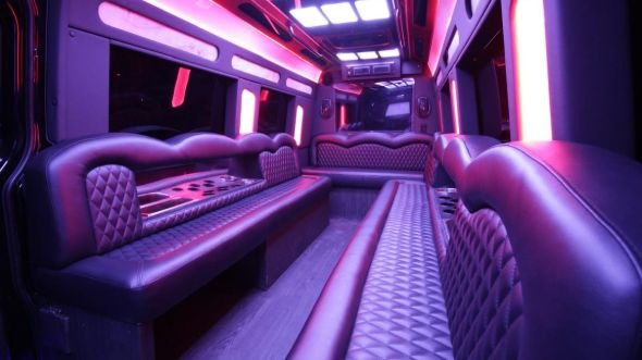 Interior of Charter Bus Company Lawrence's Sprinter Limo in Lawrence